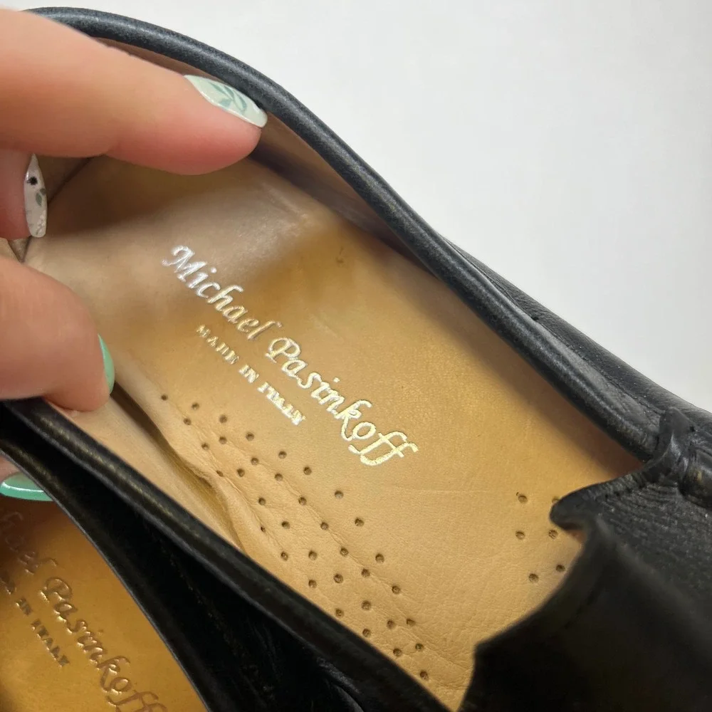 Michael Pasinkoff Black Leather Driving Loafers Made in Italy Size 35 9852